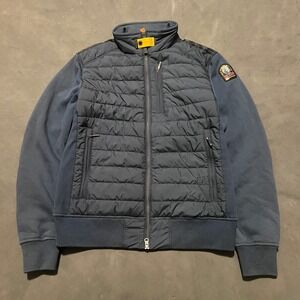 Parajumpers Mens‎ L Navy Fleece Puffer Hybrid Jacket Full Zip Outerwear PJS
